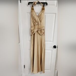 ASpeed Formal Dress Size Medium Maxi Long Elegant Sleeveless Gold Layered